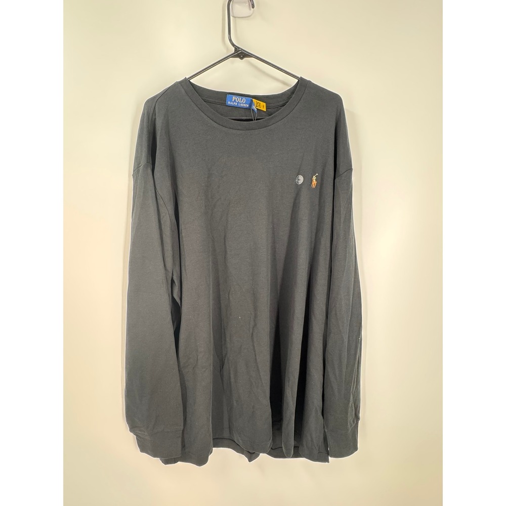 Polo Ralph Lauren Black Long‎ Sleeve T-Shirt Crew Neck Cotton Menswear 2XB Pony